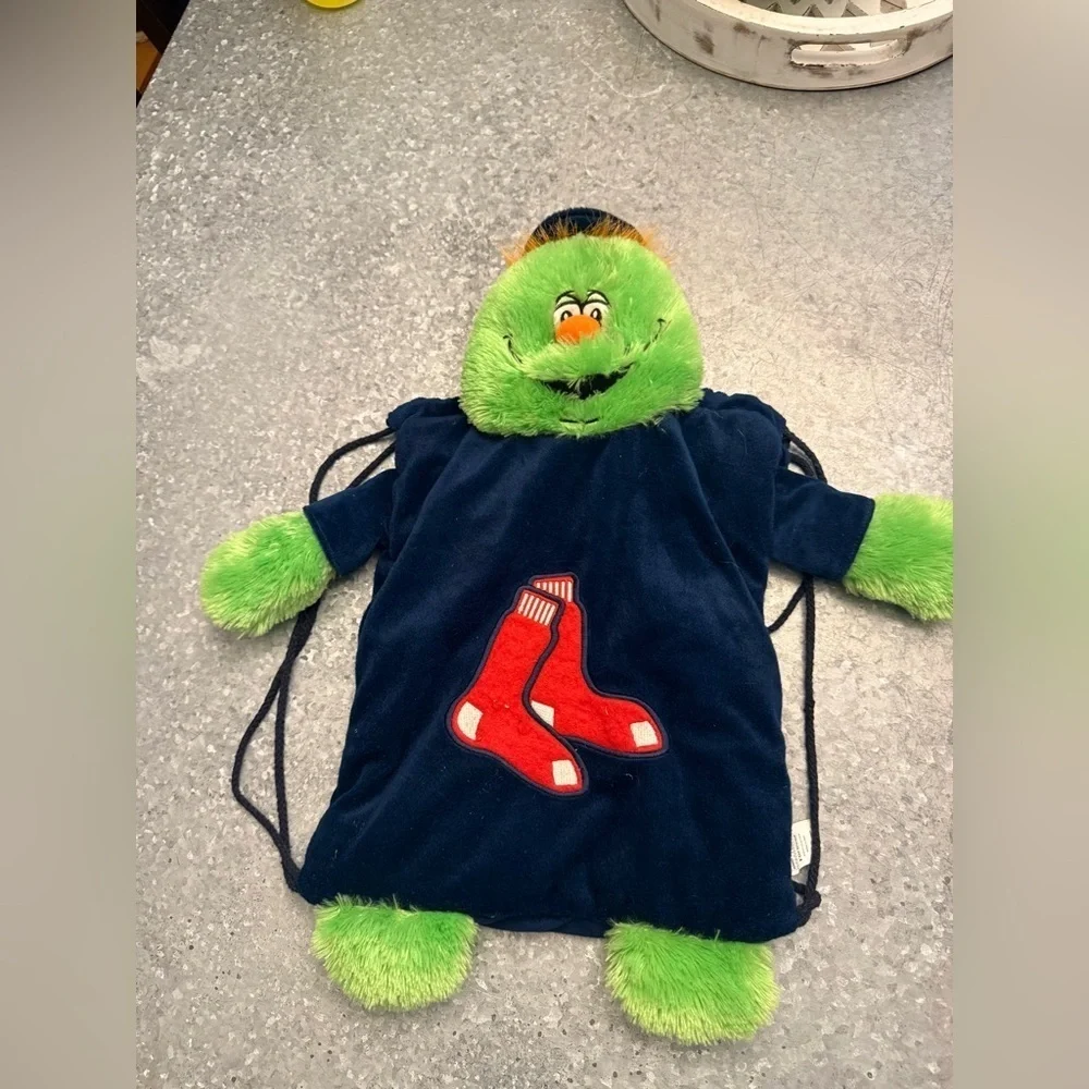 Boston Red Sox Wally the Green Monster Plush Drawstring Backpack
